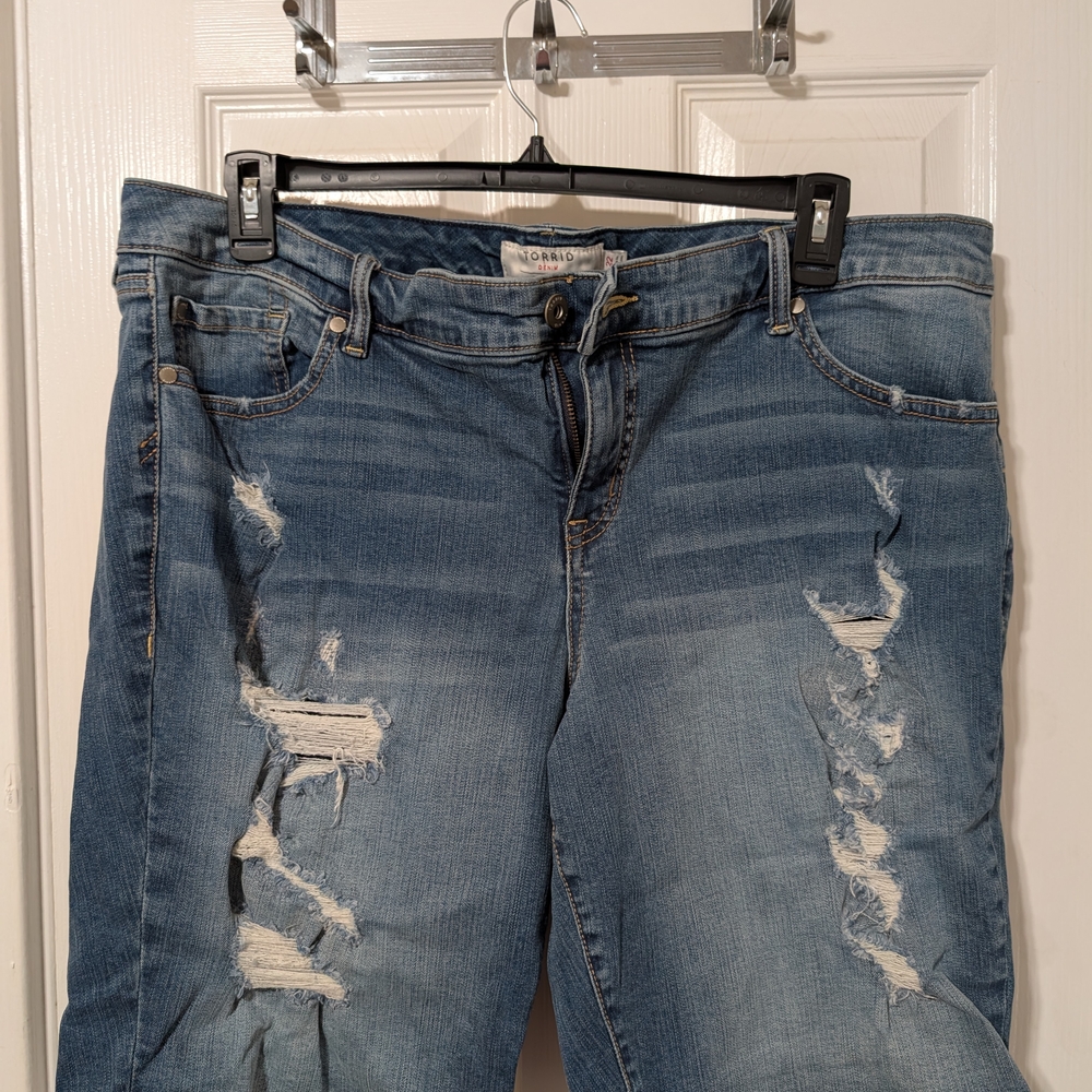 Torrid Blue Jean Shorts Distressed Style